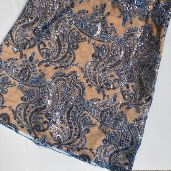 Free People Night Shimmers Mini Dress in Blue Size 10 - Picture 6 of 9